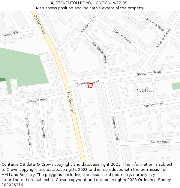 4, STEVENTON ROAD, LONDON, W12 0SL: Location map and indicative extent of plot