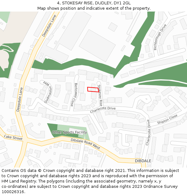 4, STOKESAY RISE, DUDLEY, DY1 2GL: Location map and indicative extent of plot