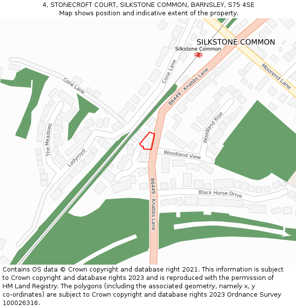 4, STONECROFT COURT, SILKSTONE COMMON, BARNSLEY, S75 4SE: Location map and indicative extent of plot