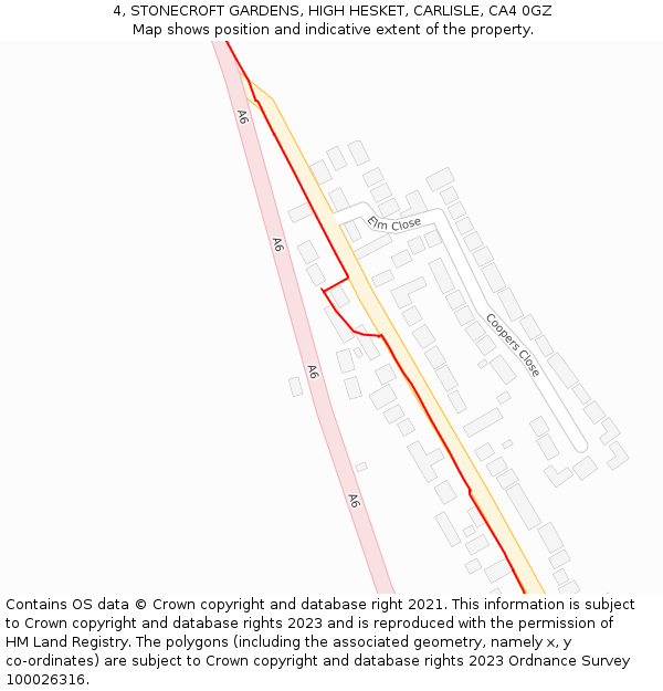 4, STONECROFT GARDENS, HIGH HESKET, CARLISLE, CA4 0GZ: Location map and indicative extent of plot