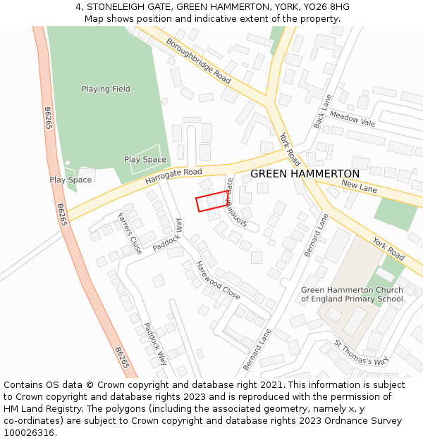 4, STONELEIGH GATE, GREEN HAMMERTON, YORK, YO26 8HG: Location map and indicative extent of plot