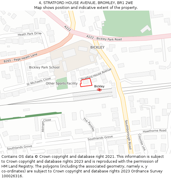 4, STRATFORD HOUSE AVENUE, BROMLEY, BR1 2WE: Location map and indicative extent of plot