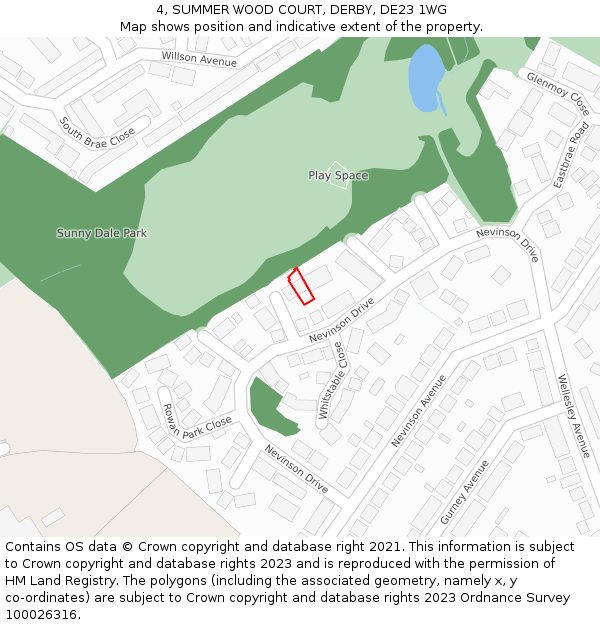 4, SUMMER WOOD COURT, DERBY, DE23 1WG: Location map and indicative extent of plot