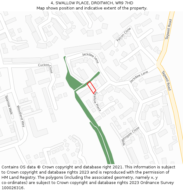 4, SWALLOW PLACE, DROITWICH, WR9 7HD: Location map and indicative extent of plot