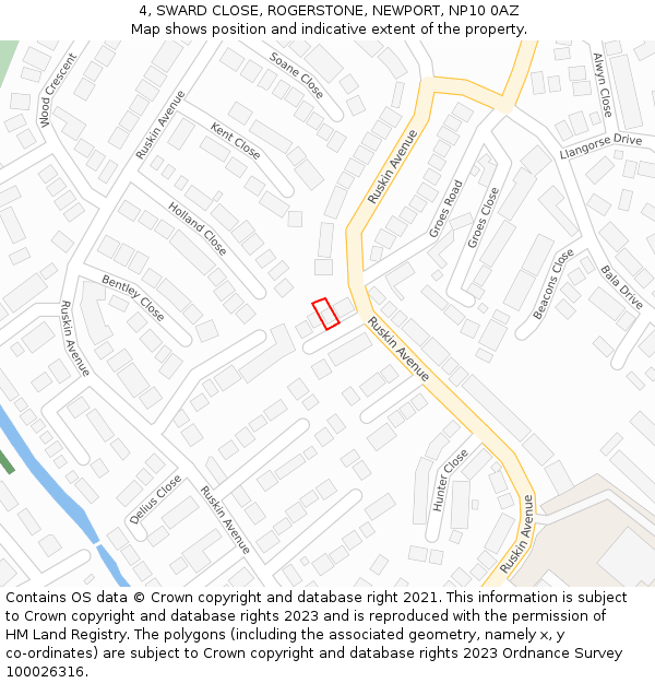 4, SWARD CLOSE, ROGERSTONE, NEWPORT, NP10 0AZ: Location map and indicative extent of plot