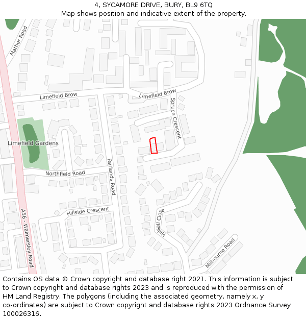 4, SYCAMORE DRIVE, BURY, BL9 6TQ: Location map and indicative extent of plot