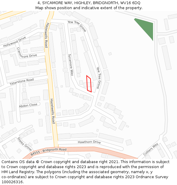 4, SYCAMORE WAY, HIGHLEY, BRIDGNORTH, WV16 6DQ: Location map and indicative extent of plot