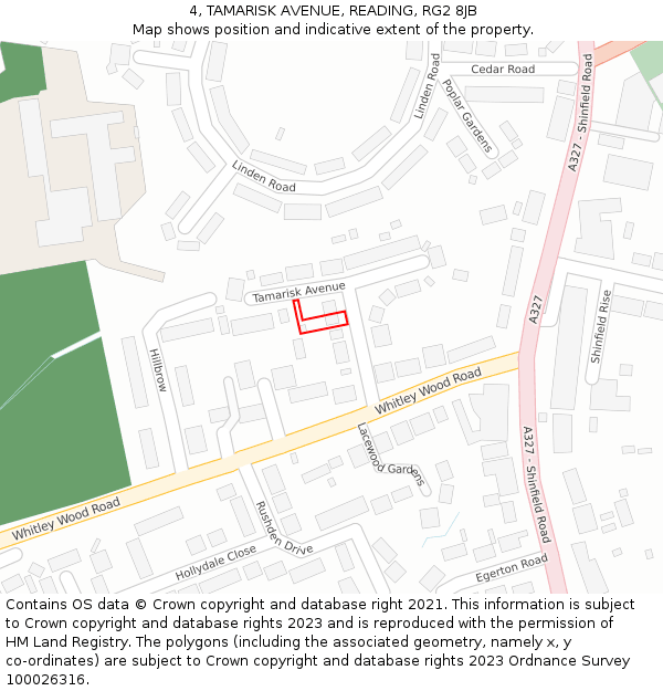4, TAMARISK AVENUE, READING, RG2 8JB: Location map and indicative extent of plot