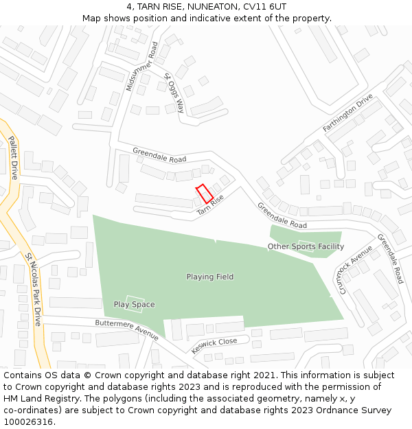 4, TARN RISE, NUNEATON, CV11 6UT: Location map and indicative extent of plot
