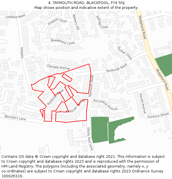 4, TAYMOUTH ROAD, BLACKPOOL, FY4 5NJ: Location map and indicative extent of plot