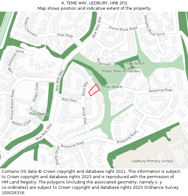 4, TEME WAY, LEDBURY, HR8 2FQ: Location map and indicative extent of plot