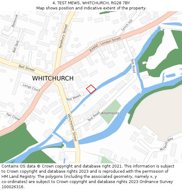 4, TEST MEWS, WHITCHURCH, RG28 7BY: Location map and indicative extent of plot