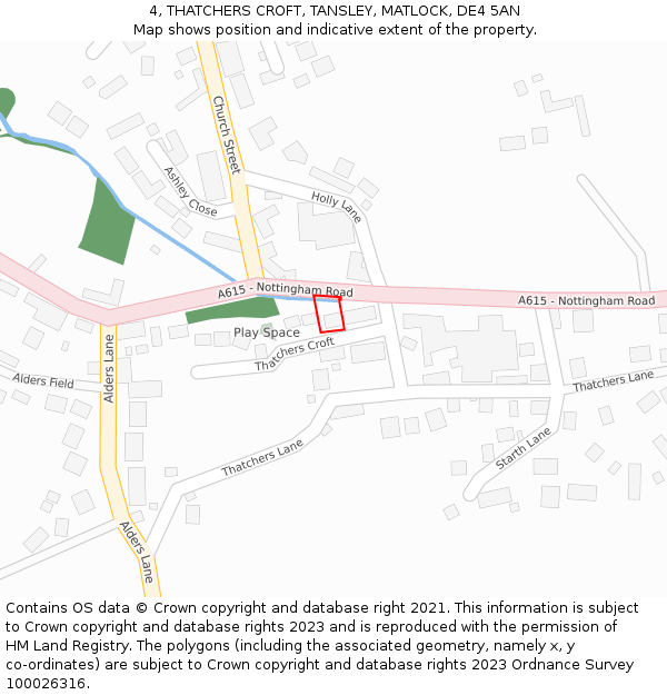 4, THATCHERS CROFT, TANSLEY, MATLOCK, DE4 5AN: Location map and indicative extent of plot