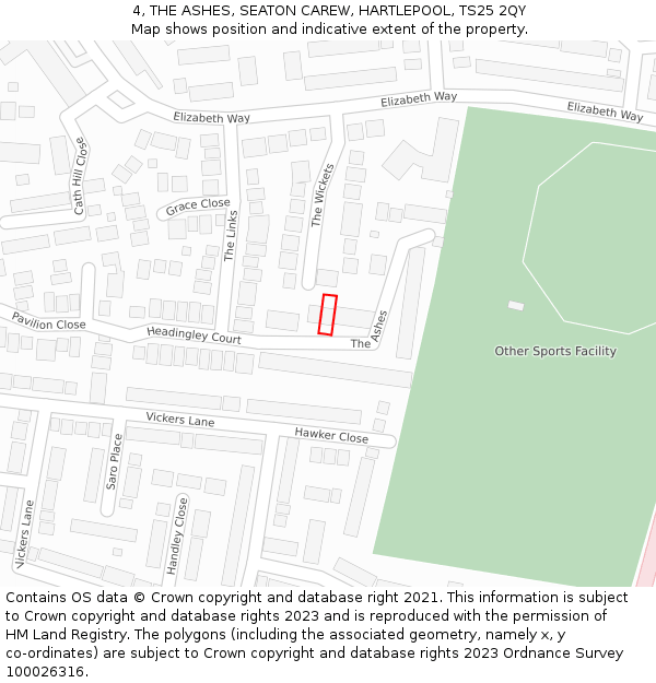 4, THE ASHES, SEATON CAREW, HARTLEPOOL, TS25 2QY: Location map and indicative extent of plot