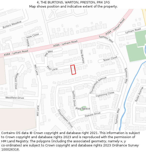 4, THE BURTONS, WARTON, PRESTON, PR4 1FG: Location map and indicative extent of plot