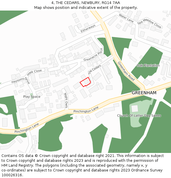 4, THE CEDARS, NEWBURY, RG14 7AA: Location map and indicative extent of plot