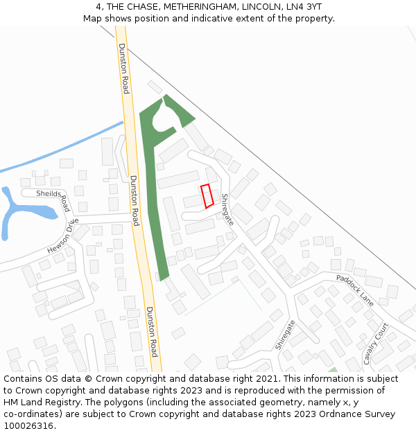 4, THE CHASE, METHERINGHAM, LINCOLN, LN4 3YT: Location map and indicative extent of plot