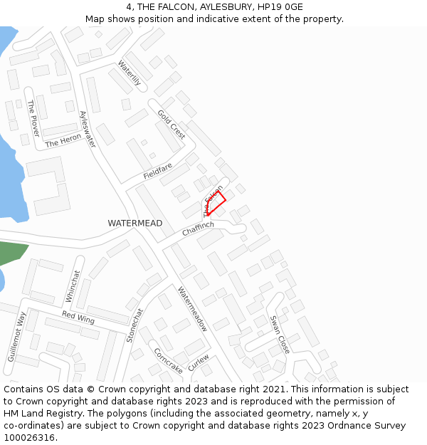 4, THE FALCON, AYLESBURY, HP19 0GE: Location map and indicative extent of plot