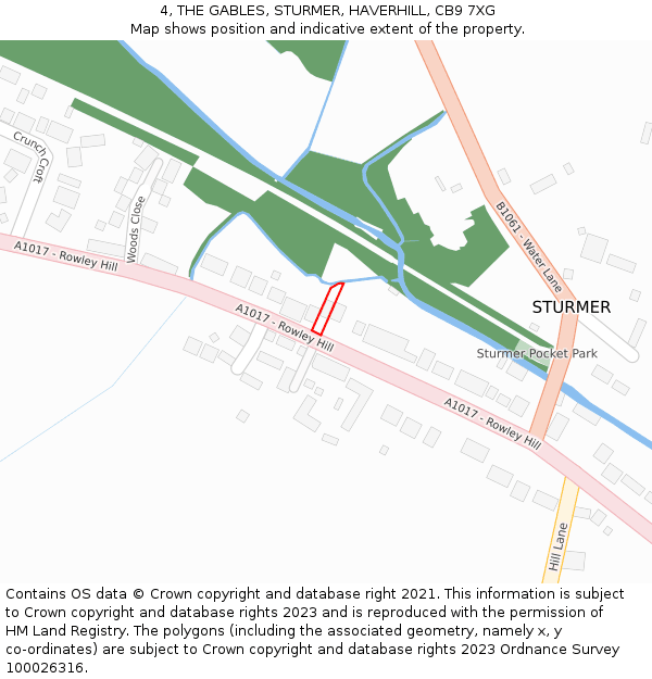 4, THE GABLES, STURMER, HAVERHILL, CB9 7XG: Location map and indicative extent of plot