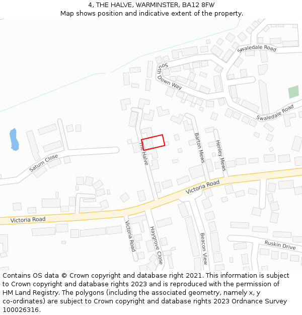 4, THE HALVE, WARMINSTER, BA12 8FW: Location map and indicative extent of plot