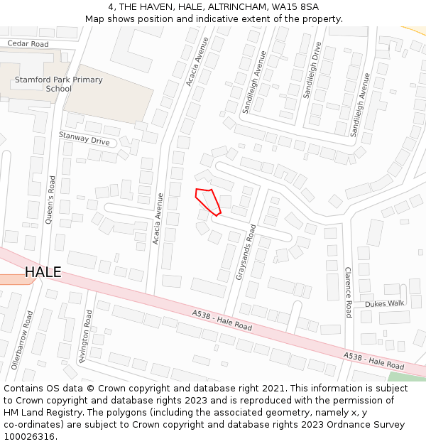 4, THE HAVEN, HALE, ALTRINCHAM, WA15 8SA: Location map and indicative extent of plot