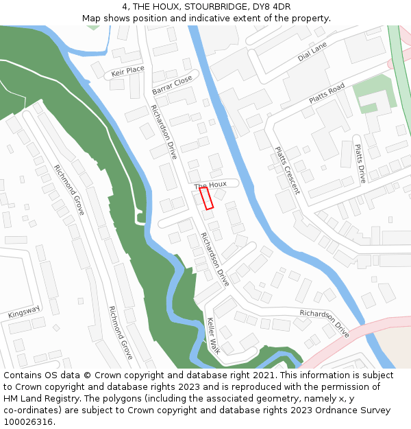 4, THE HOUX, STOURBRIDGE, DY8 4DR: Location map and indicative extent of plot
