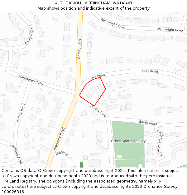 4, THE KNOLL, ALTRINCHAM, WA14 4AT: Location map and indicative extent of plot