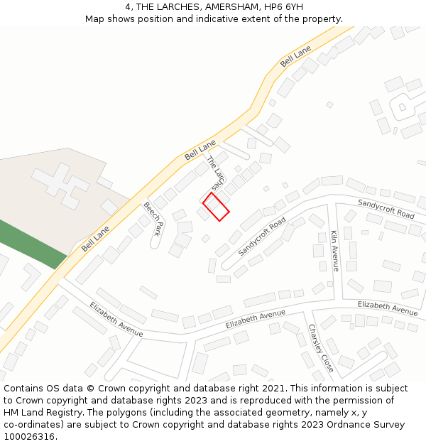 4, THE LARCHES, AMERSHAM, HP6 6YH: Location map and indicative extent of plot