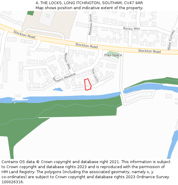 4, THE LOCKS, LONG ITCHINGTON, SOUTHAM, CV47 9AR: Location map and indicative extent of plot