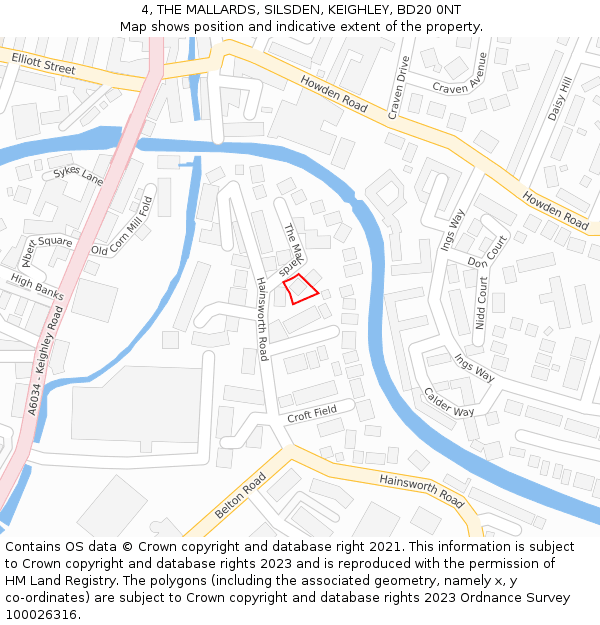 4, THE MALLARDS, SILSDEN, KEIGHLEY, BD20 0NT: Location map and indicative extent of plot