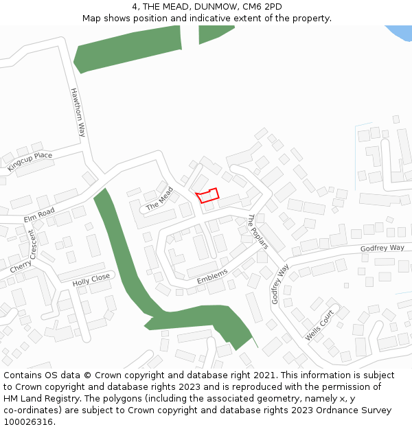 4, THE MEAD, DUNMOW, CM6 2PD: Location map and indicative extent of plot