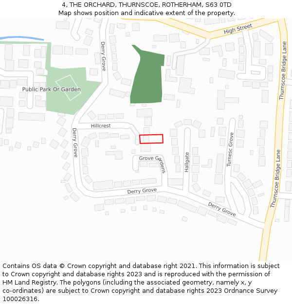 4, THE ORCHARD, THURNSCOE, ROTHERHAM, S63 0TD: Location map and indicative extent of plot