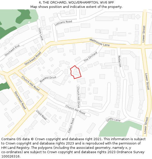 4, THE ORCHARD, WOLVERHAMPTON, WV6 9PF: Location map and indicative extent of plot