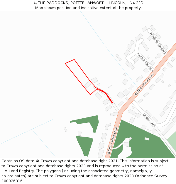 4, THE PADDOCKS, POTTERHANWORTH, LINCOLN, LN4 2FD: Location map and indicative extent of plot