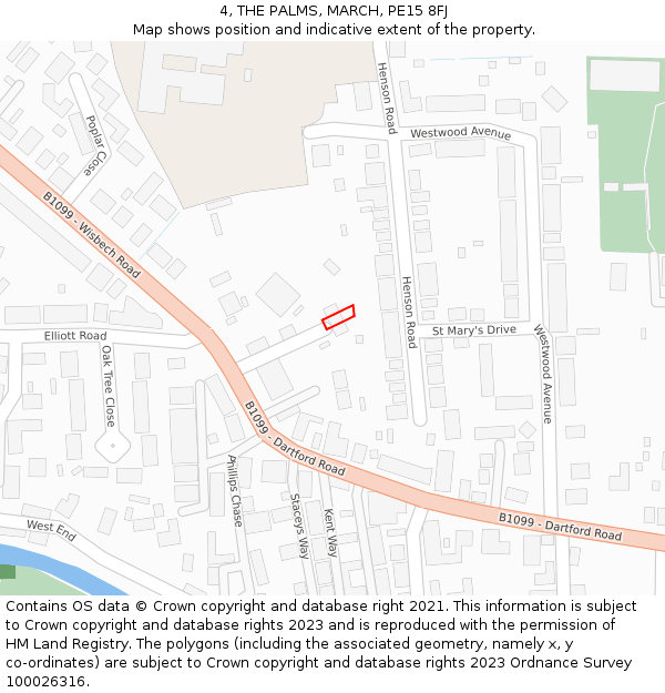 4, THE PALMS, MARCH, PE15 8FJ: Location map and indicative extent of plot