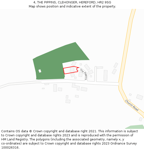 4, THE PIPPINS, CLEHONGER, HEREFORD, HR2 9SG: Location map and indicative extent of plot