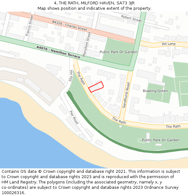 4, THE RATH, MILFORD HAVEN, SA73 3JR: Location map and indicative extent of plot