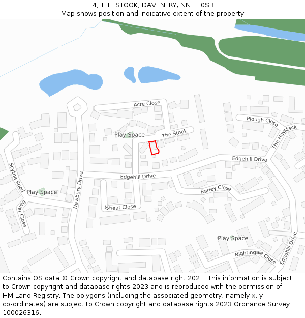 4, THE STOOK, DAVENTRY, NN11 0SB: Location map and indicative extent of plot
