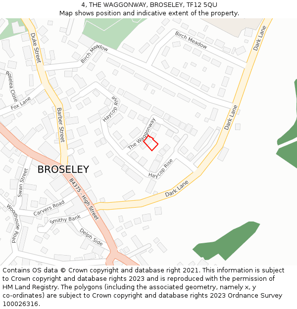 4, THE WAGGONWAY, BROSELEY, TF12 5QU: Location map and indicative extent of plot