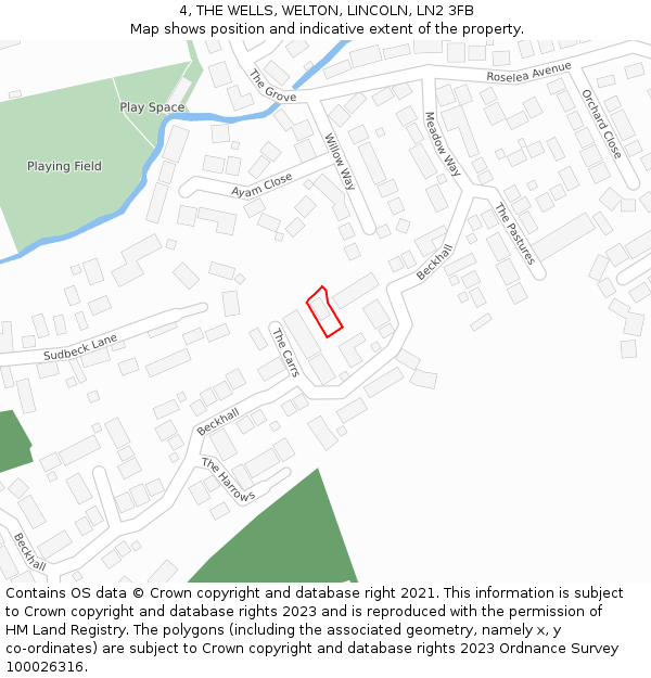 4, THE WELLS, WELTON, LINCOLN, LN2 3FB: Location map and indicative extent of plot