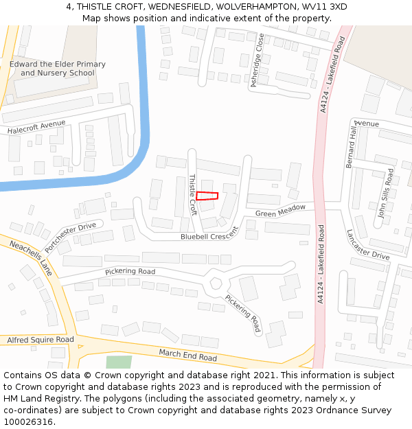 4, THISTLE CROFT, WEDNESFIELD, WOLVERHAMPTON, WV11 3XD: Location map and indicative extent of plot
