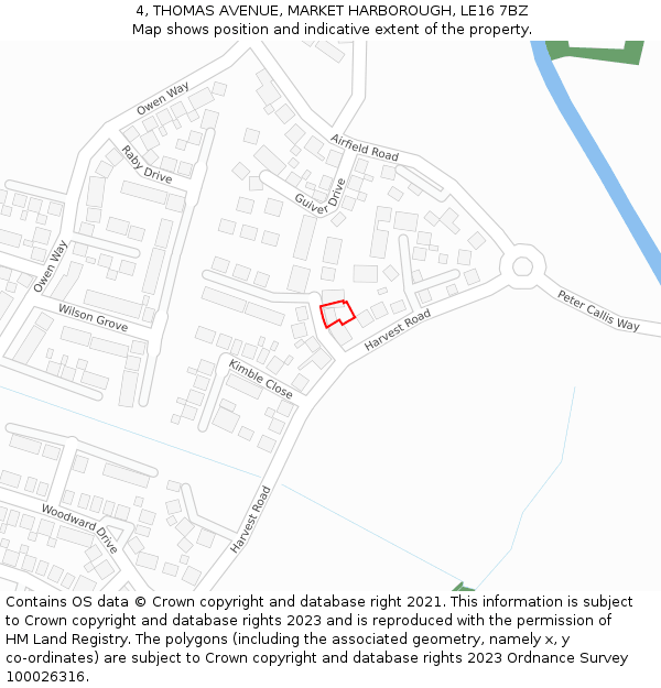 4, THOMAS AVENUE, MARKET HARBOROUGH, LE16 7BZ: Location map and indicative extent of plot