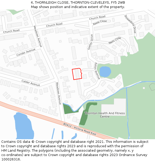 4, THORNLEIGH CLOSE, THORNTON-CLEVELEYS, FY5 2WB: Location map and indicative extent of plot