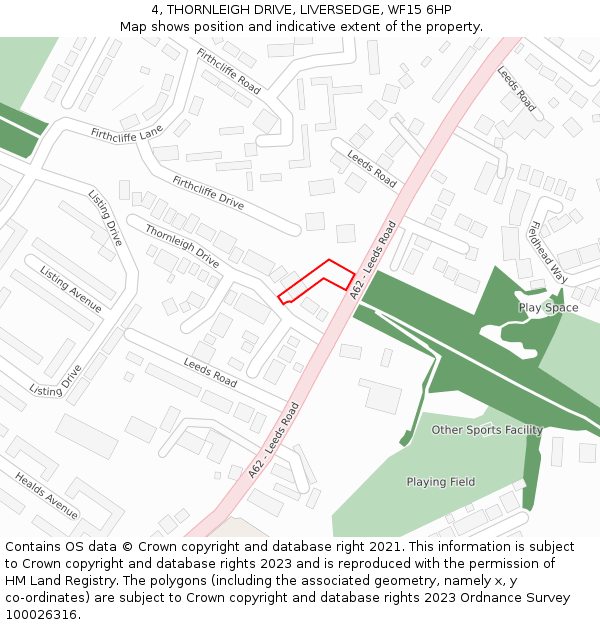 4, THORNLEIGH DRIVE, LIVERSEDGE, WF15 6HP: Location map and indicative extent of plot