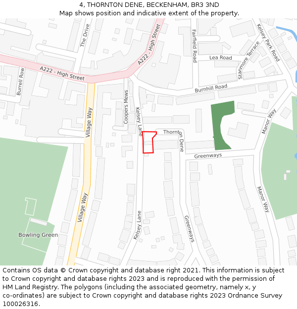 4, THORNTON DENE, BECKENHAM, BR3 3ND: Location map and indicative extent of plot
