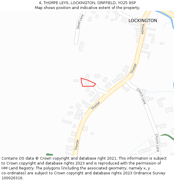 4, THORPE LEYS, LOCKINGTON, DRIFFIELD, YO25 9SP: Location map and indicative extent of plot