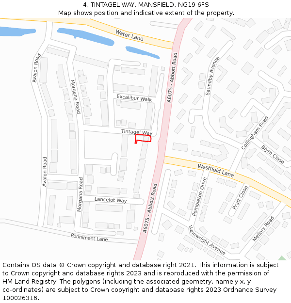 4, TINTAGEL WAY, MANSFIELD, NG19 6FS: Location map and indicative extent of plot