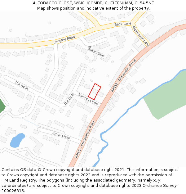 4, TOBACCO CLOSE, WINCHCOMBE, CHELTENHAM, GL54 5NE: Location map and indicative extent of plot