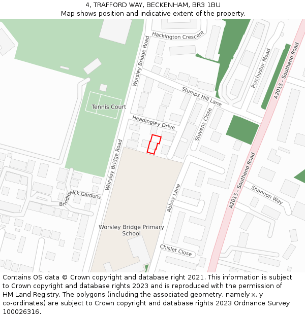 4, TRAFFORD WAY, BECKENHAM, BR3 1BU: Location map and indicative extent of plot