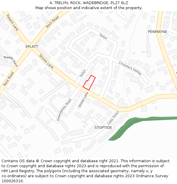 4, TRELYN, ROCK, WADEBRIDGE, PL27 6LZ: Location map and indicative extent of plot